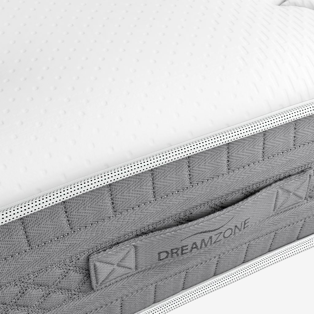 Dreamzone Breia, detalle del lateral gris con asa y logotipo