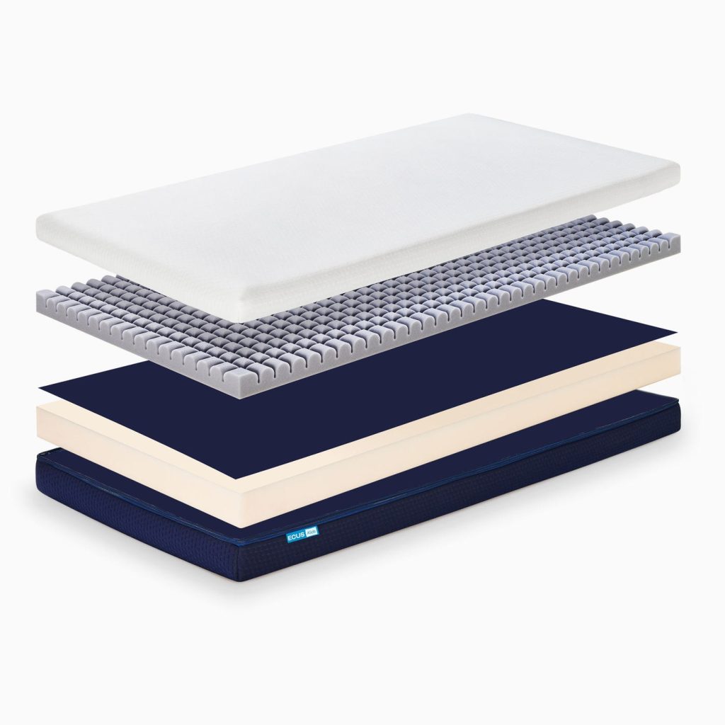Capas del colchón de cuna Ecus Care con topper de burbujas