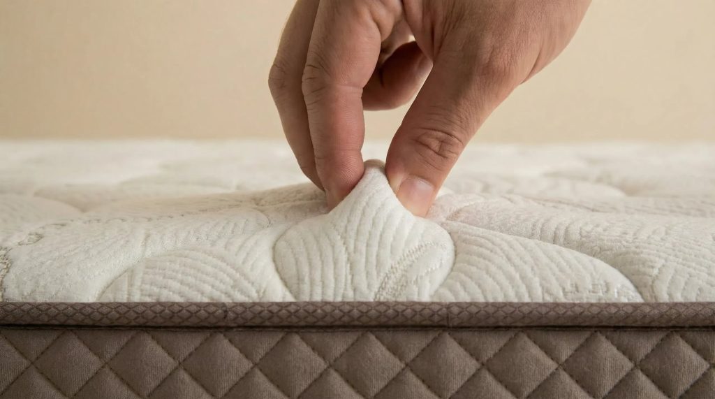 Factory Colchón GelMax Ecospring – primer plano del acolchado de bambú