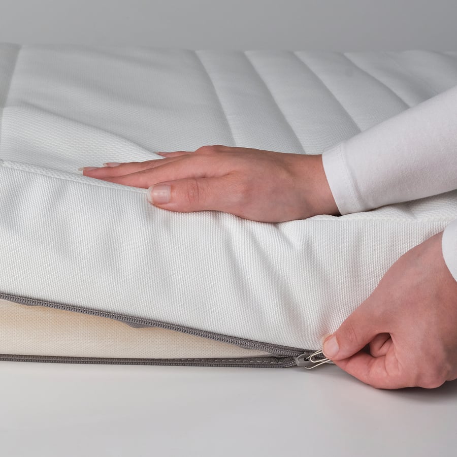 IKEA Jättetrött, funda abierta con la cremallera de seguridad y un clip