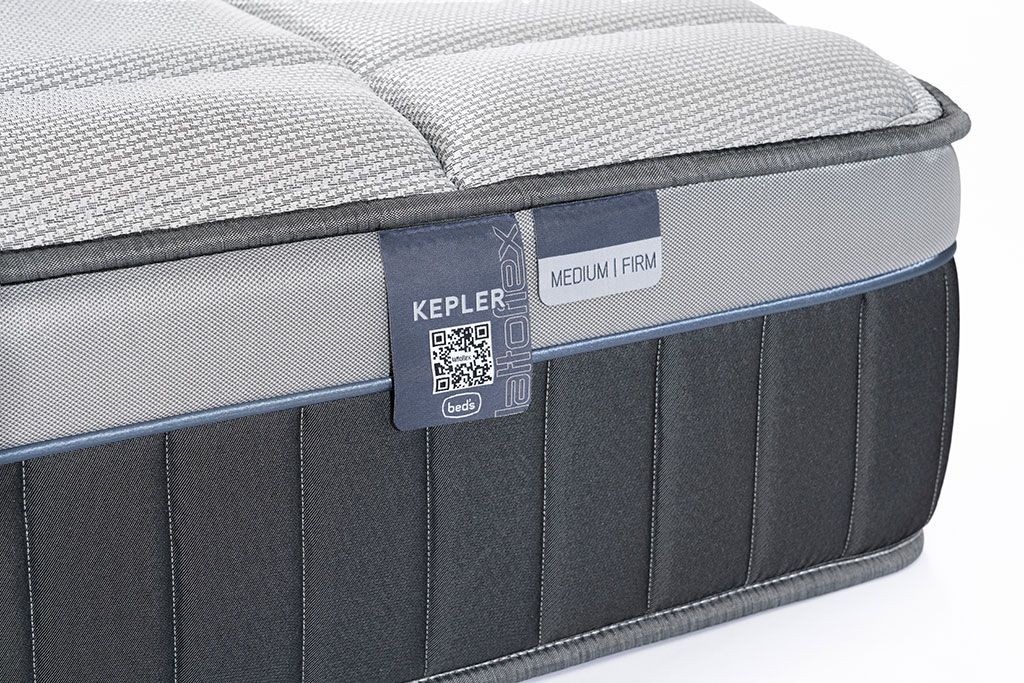 Esquina del Lattoflex Kepler con la etiqueta Medium Firm