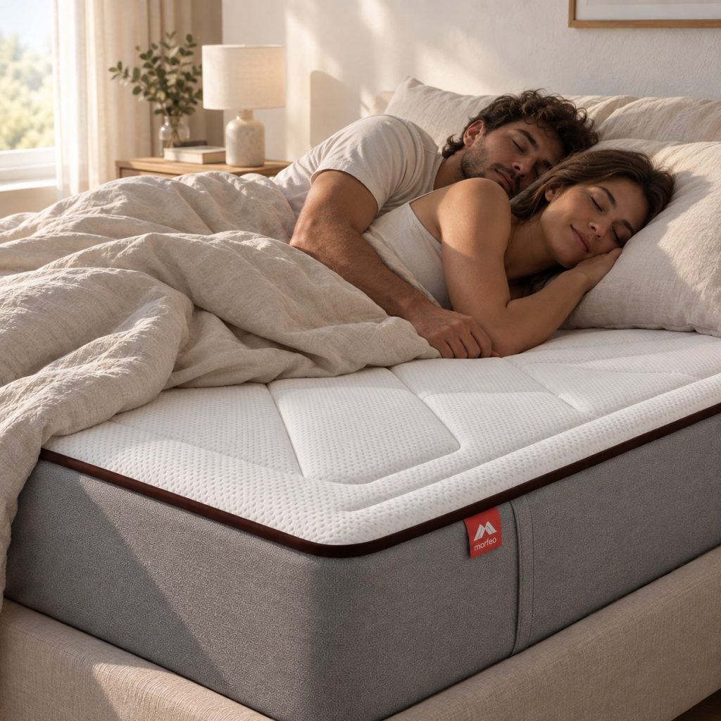 Pareja durmiendo sobre el colchón Morfeo Original Hybrid