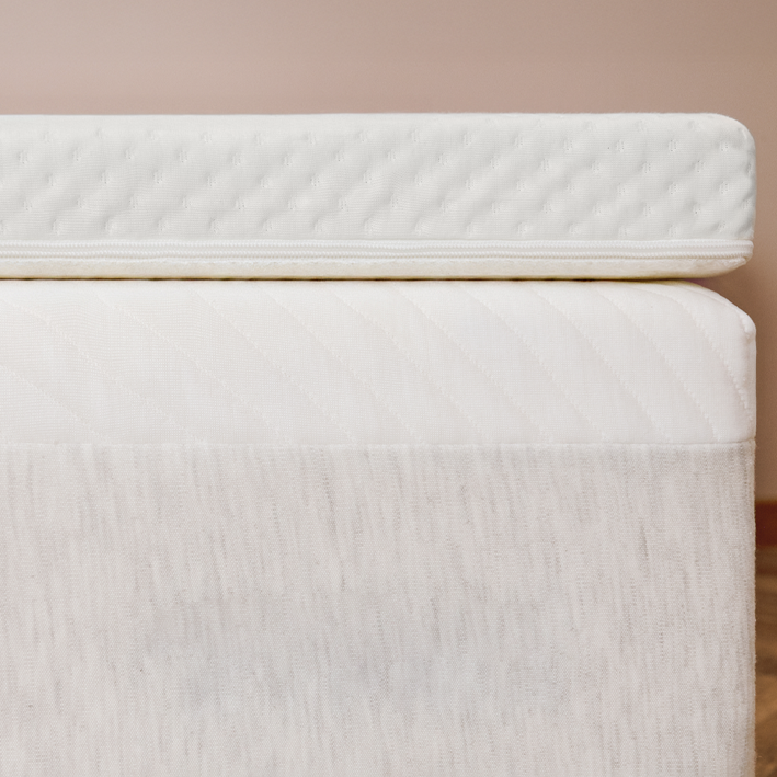 Slome Topper Premium, detalle del borde de la funda sobre el colchón