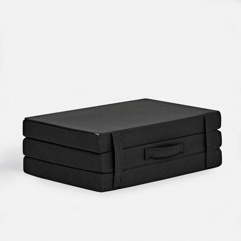 Colchón plegable Topdormitorios plegado con asa de transporte y tiras de velcro