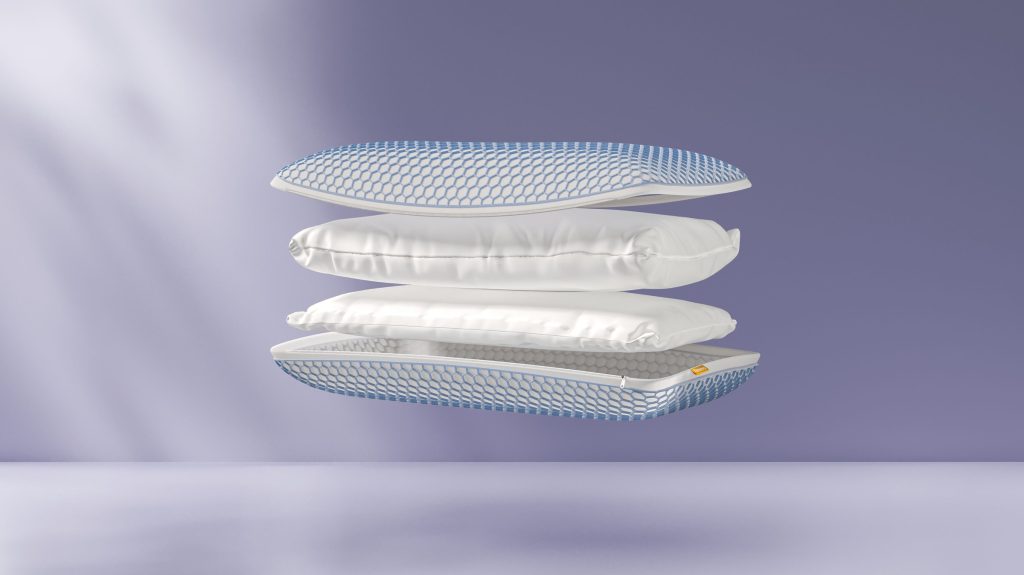 Capas de la almohada Emma Microfibra Elite separadas sobre fondo lila
