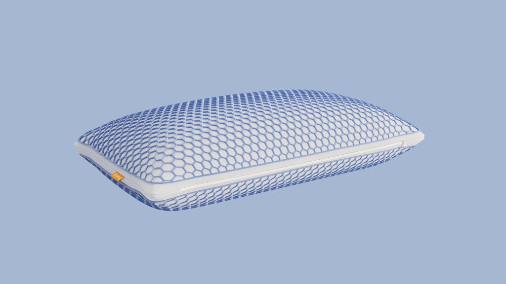 Almohada Emma Viscoelástica Elite sobre fondo azul