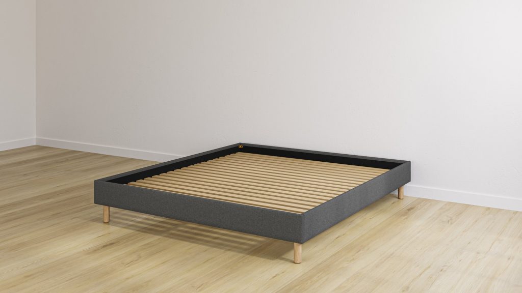 Emma Cama Original en gris oscuro con somier de láminas de madera