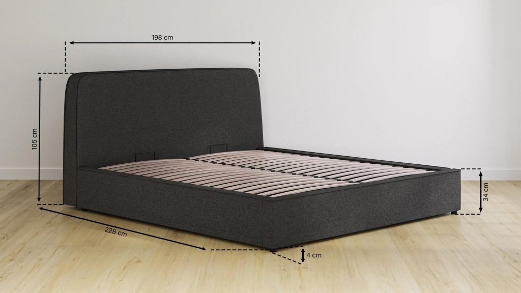 Medidas del Emma Canapé Abatible Tapizado: 105 cm de cabecero y 34 cm de piecero