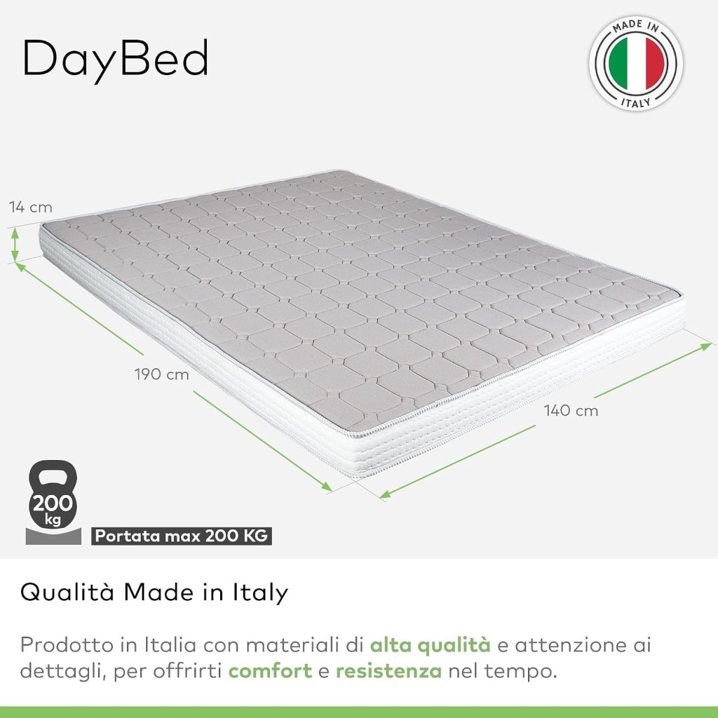 EverGreenWeb Daybed Memory con medidas de 140x190 y 14 cm