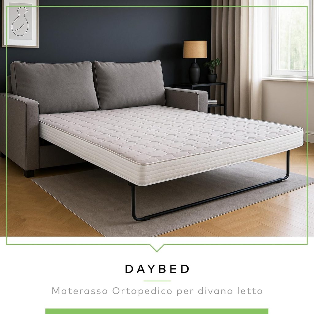 Colchón EverGreenWeb Daybed Memory sobre un sofá cama de apertura italiana