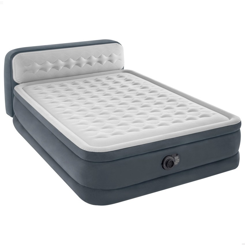 Intex Dura-Beam Deluxe Ultra Plush Headboard, colchón hinchable doble con cabecero sobre fondo blanco