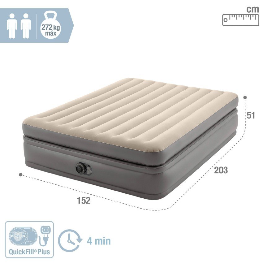 Intex Prime Comfort Elevated con medidas 152x203x51 cm y carga de 272 kg