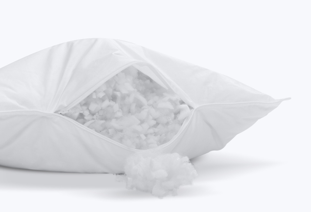 Slome Almohada Híbrida con la cremallera abierta y el relleno de microfibra y cubos viscoelásticos